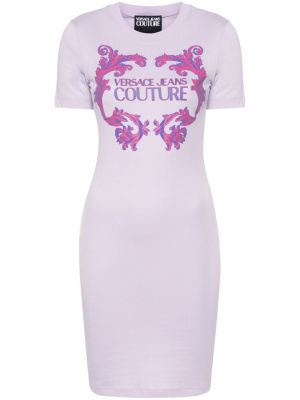 Mini obleka s potiskom Versace Jeans Couture vijolična