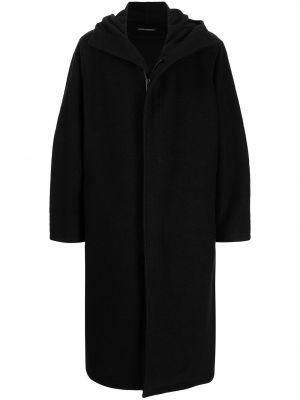 Płaszcz z kapturem oversize Yohji Yamamoto czarny