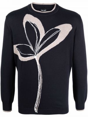 Strikket floral lang genser Giorgio Armani blå