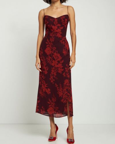 Midi haljina s printom Reformation crvena