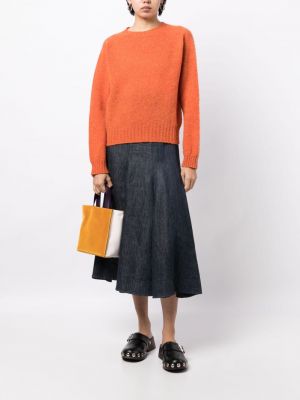 Vlněný svetr s kulatým výstřihem Ymc oranžový