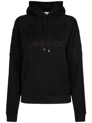 Pamučna hoodie s kapuljačom Saint Laurent crna