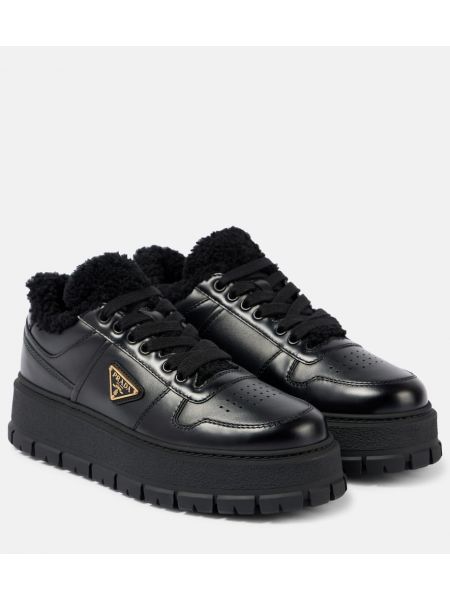 Platformu deri sneaker Prada siyah