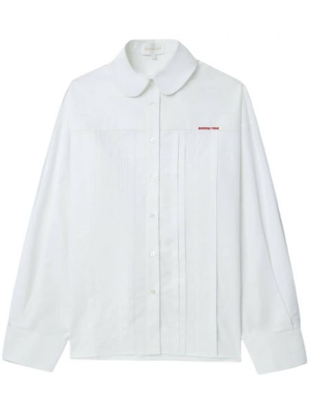 Βαμβακερό πουκάμισο με δαντέλα Shushu/tong λευκό