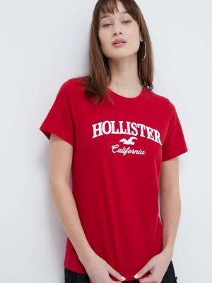Памучна тениска Hollister Co. червено