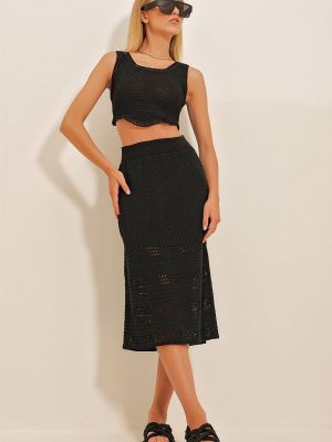Prolamované sukně Trend Alaçatı Stili černé