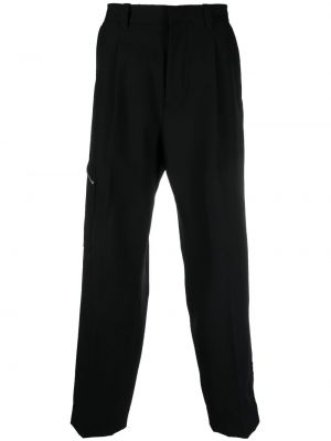 Βαμβακερό παντελόνι με φερμουάρ σε φαρδιά γραμμή Oamc μαύρο