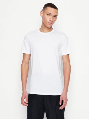 Хлопковая приталенная футболка с коротким рукавом Armani Exchange белая