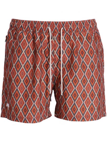 Pantaloni scurți cu imagine cu imprimeu geometric Oas Company roșu