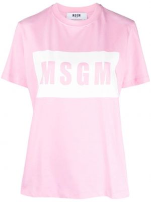 T-shirt en coton à imprimé Msgm