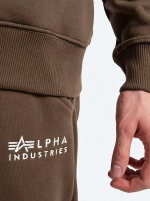 Spodnie sportowe bawełniane Alpha Industries zielone