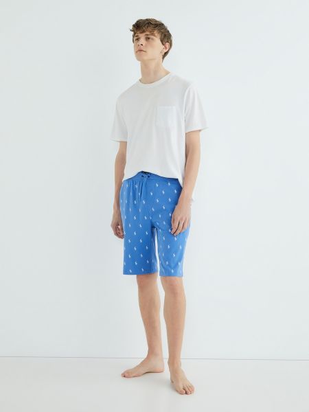 Pantalones de algodón con estampado Polo Ralph Lauren azul
