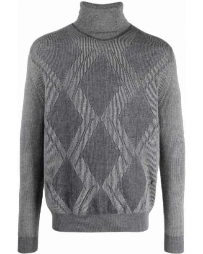 Pull à imprimé à motif géométrique Canali gris