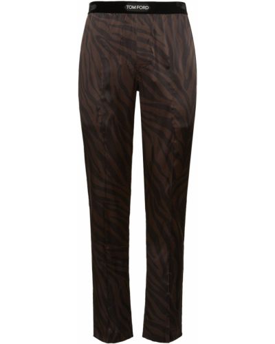 Pantaloni de mătase cu imagine cu model zebră Tom Ford