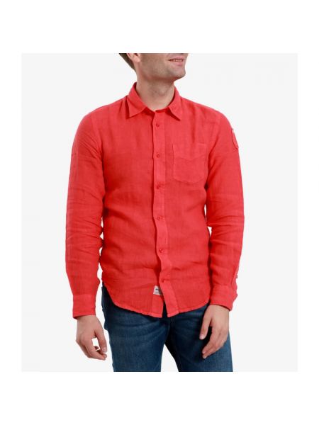 Lniana koszula z długim rękawem Blauer czerwona