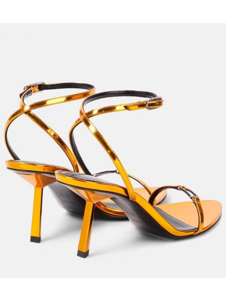 Кожени сандали Saint Laurent оранжево