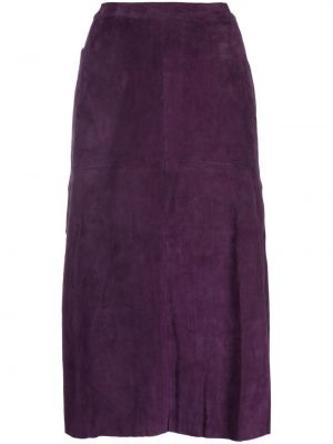 Semišová midi sukňa Paula fialová