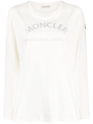 Koszulka bawełniana z nadrukiem Moncler biała