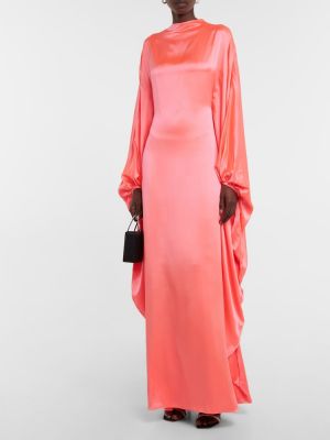 Jedwabna satynowa sukienka długa drapowana Roksanda różowa