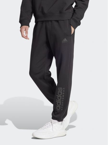 Fleecové priliehavé teplákové nohavice Adidas čierna