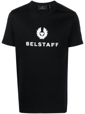 Bombažna majica s potiskom Belstaff črna
