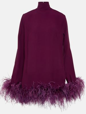 Mini vestido con plumas de plumas de crepé Taller Marmo violeta