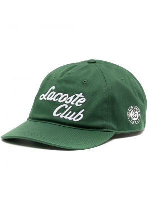 Памучна шапка бродирана Lacoste зелено