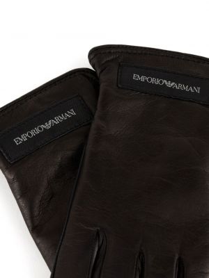 Kožené rukavice Emporio Armani černé