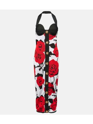 Midi obleka s cvetličnim vzorcem iz žakarda Balmain