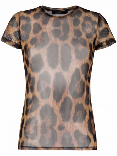 Priehľadné bavlnené tričko s potlačou s leopardím vzorom Philipp Plein