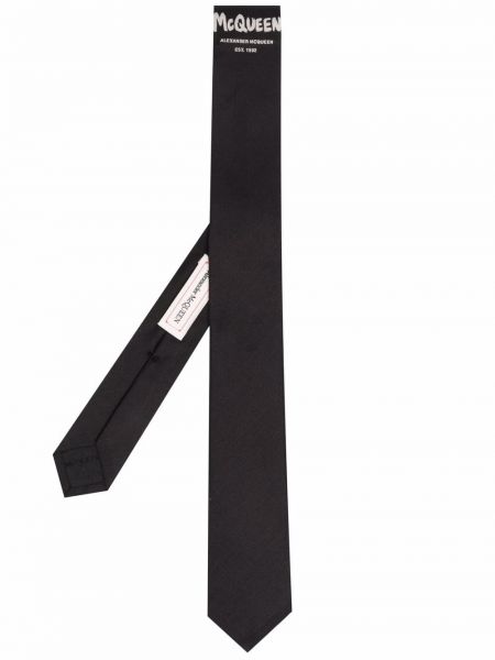 Corbata con bordado de seda Alexander Mcqueen negro