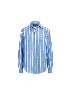 Lniana koszula relaxed fit Polo Ralph Lauren niebieska
