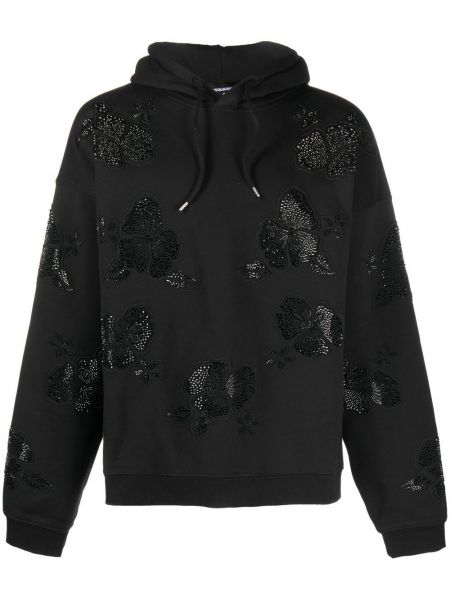 Blommig hoodie Dsquared2 svart