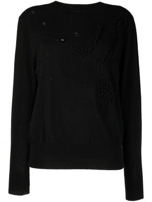 Obrabljen pulover iz kašmirja Onefifteen črna