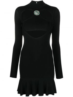 Mini šaty s volánmi Roberto Cavalli čierna