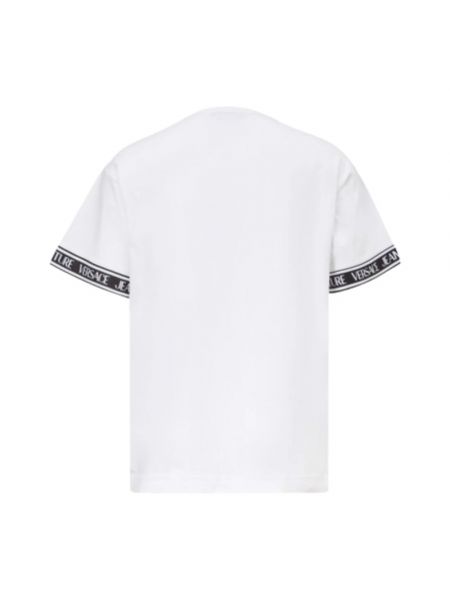 Camiseta de algodón a rayas Versace Jeans Couture blanco