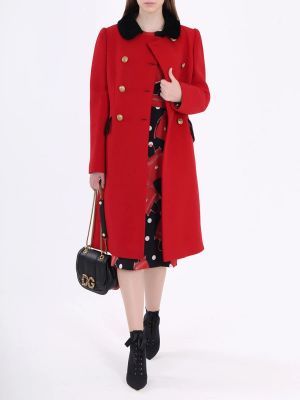 Шерстяное пальто Dolce & Gabbana красное