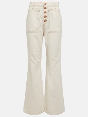 Zvonové džíny s vysokým pasem Ulla Johnson bílé