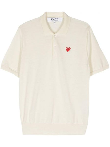 Vilnonis polo marškinėliai su širdelėmis Comme Des Garçons Play balta