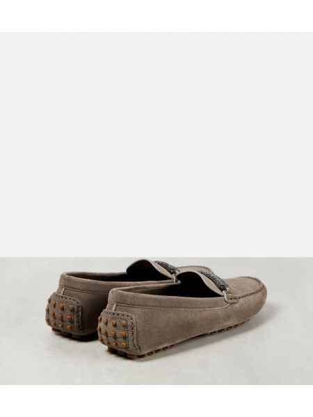 Pantofi loafer din piele de căprioară Brunello Cucinelli maro