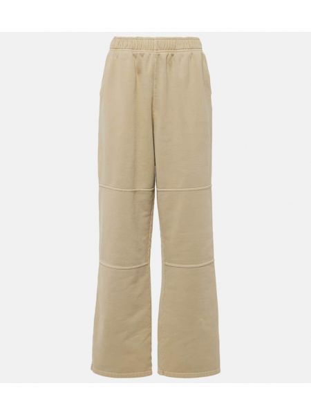 Pantaloni sport cu talie înaltă din bumbac Prada bej