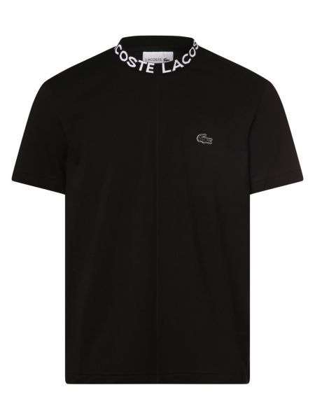 Koszulka z nadrukiem z krótkim rękawem Lacoste czarna