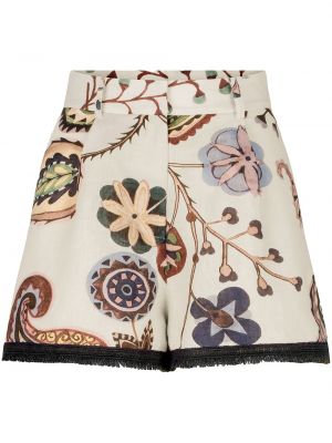 Kratke hlače s cvjetnim printom s printom Silvia Tcherassi bež