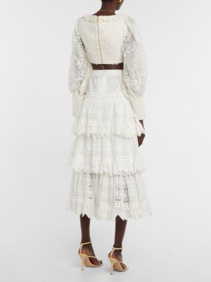 Krajkové midi sukně Zimmermann bílé