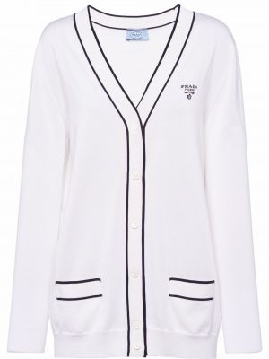 Плетен жилетка с v-образно деколте Prada бяло