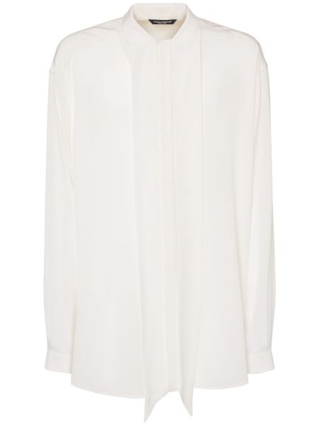 Svilena košulja oversized od krep Dolce & Gabbana bijela