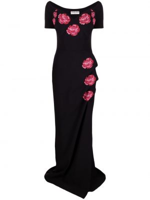 Вечерна рокля на цветя Chiara Boni La Petite Robe черно