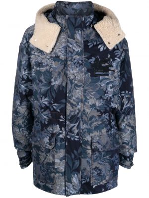 Žakárová kvetinová páperová bunda s kapucňou Etro