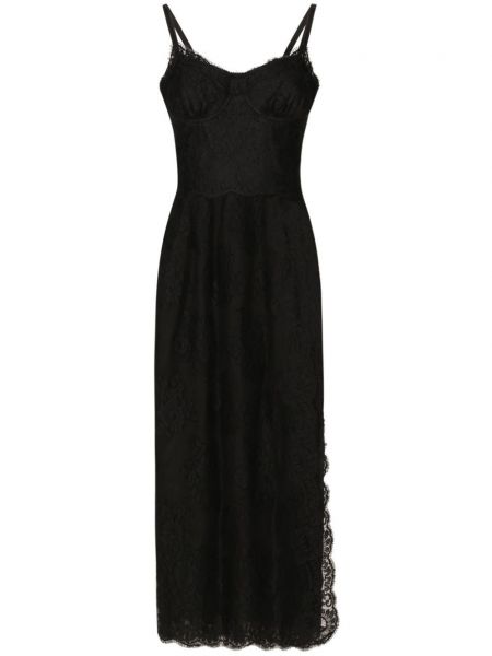 Вечерна рокля с дантела Dolce & Gabbana черно