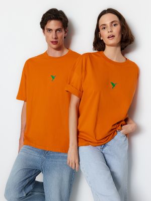 Oversize polo krekls Trendyol oranžs